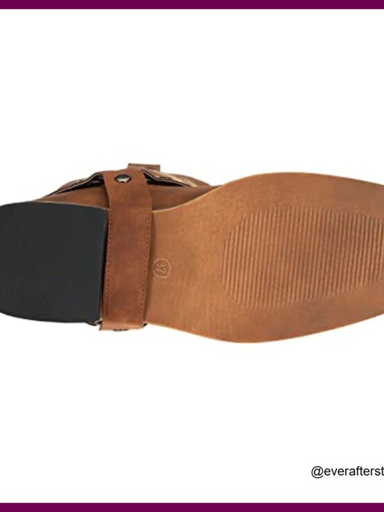 Square Toe Cowgirl Boots with Detachable Strap, Faux Leather, Wide Calf - Picture 6 of 7